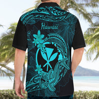 Hawaii Hawaiian Shirt Hammerhead Shark Tattoo Mix Polynesian Plumeria Turquoise Version LT14 - Polynesian Pride