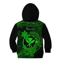 Hawaii Kid Hoodie Hammerhead Shark Tattoo Mix Polynesian Plumeria Green Version LT14 - Polynesian Pride