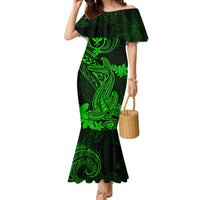 Hawaii Mermaid Dress Hammerhead Shark Tattoo Mix Polynesian Plumeria Green Version LT14 Women Green - Polynesian Pride