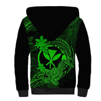 Hawaii Sherpa Hoodie Hammerhead Shark Tattoo Mix Polynesian Plumeria Green Version LT14 - Polynesian Pride