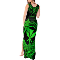Hawaii Tank Maxi Dress Hammerhead Shark Tattoo Mix Polynesian Plumeria Green Version LT14 - Polynesian Pride