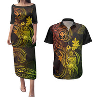 Hawaii Couples Matching Puletasi Dress and Hawaiian Shirt Turtle Mix Polynesian Plumeria Reggae Version LT14 Reggae - Polynesian Pride