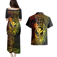 Hawaii Couples Matching Puletasi Dress and Hawaiian Shirt Turtle Mix Polynesian Plumeria Reggae Version LT14 - Polynesian Pride