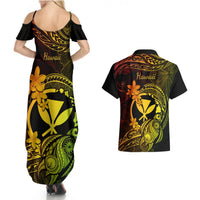 Hawaii Couples Matching Summer Maxi Dress and Hawaiian Shirt Turtle Mix Polynesian Plumeria Reggae Version LT14 - Polynesian Pride