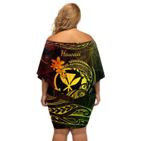 Hawaii Off Shoulder Short Dress Turtle Mix Polynesian Plumeria Reggae Version LT14 - Polynesian Pride