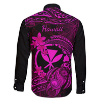 hawaii-family-matching-long-sleeve-bodycon-dress-and-hawaiian-shirt-turtle-mix-polynesian-plumeria-pink-version
