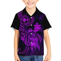 Hawaii Family Matching Summer Maxi Dress and Hawaiian Shirt Turtle Mix Polynesian Plumeria Purple Version LT14 Dad's Shirt - Long Sleeve Purple - Polynesian Pride