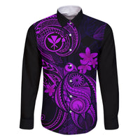 Hawaii Family Matching Summer Maxi Dress and Hawaiian Shirt Turtle Mix Polynesian Plumeria Purple Version LT14 Son's Shirt Purple - Polynesian Pride