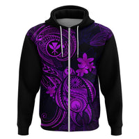 Hawaii Hoodie Turtle Mix Polynesian Plumeria Purple Version LT14 Zip Hoodie Purple - Polynesian Pride
