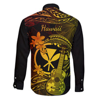 Hawaii Family Matching Off Shoulder Long Sleeve Dress and Hawaiian Shirt Ukulele Mix Polynesian Plumeria Reggae Version LT14 - Polynesian Pride