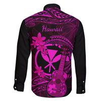 Hawaii Family Matching Long Sleeve Bodycon Dress and Hawaiian Shirt Ukulele Mix Polynesian Plumeria Pink Version LT14 - Polynesian Pride