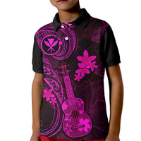 Hawaii Kid Polo Shirt Ukulele Mix Polynesian Plumeria Pink Version LT14 Kid Pink - Polynesian Pride