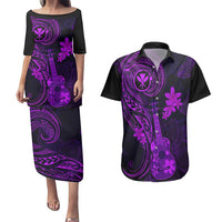 Hawaii Couples Matching Puletasi Dress and Hawaiian Shirt Ukulele Mix Polynesian Plumeria Purple Version LT14 Purple - Polynesian Pride