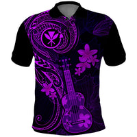 Hawaii Polo Shirt Ukulele Mix Polynesian Plumeria Purple Version LT14 Purple - Polynesian Pride