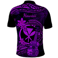 Hawaii Polo Shirt Ukulele Mix Polynesian Plumeria Purple Version LT14 - Polynesian Pride