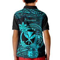 Hawaii Kid Polo Shirt Ukulele Mix Polynesian Plumeria Turquoise Version LT14 - Polynesian Pride