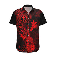 Hawaii Hawaiian Shirt Ukulele Mix Polynesian Plumeria Red Version LT14 Red - Polynesian Pride