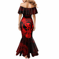 Hawaii Mermaid Dress Ukulele Mix Polynesian Plumeria Red Version LT14 - Polynesian Pride