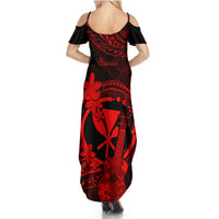 Hawaii Summer Maxi Dress Ukulele Mix Polynesian Plumeria Red Version LT14 - Polynesian Pride