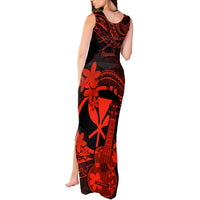 Hawaii Tank Maxi Dress Ukulele Mix Polynesian Plumeria Red Version LT14 - Polynesian Pride