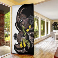New Zealand Valentines Day Door Cover Piwakawaka Lovers Maori Koru Tattoo - Polynesian Pride