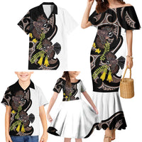 New Zealand Valentines Day Family Matching Mermaid Dress and Hawaiian Shirt Piwakawaka Lovers Maori Koru Tattoo LT14 - Polynesian Pride