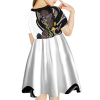 New Zealand Valentines Day Kid Short Sleeve Dress Piwakawaka Lovers Maori Koru Tattoo - Polynesian Pride