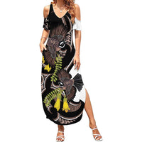 New Zealand Valentines Day Summer Maxi Dress Piwakawaka Lovers Maori Koru Tattoo - Polynesian Pride