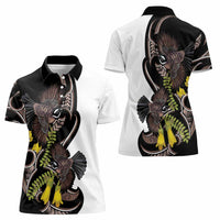 New Zealand Valentines Day Women Polo Shirt Piwakawaka Lovers Maori Koru Tattoo - Polynesian Pride