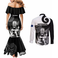 New Zealand Silver Fern Rugby Couples Matching Mermaid Dress and Long Sleeve Button Shirts Go Champions NZ All Black Maori Koru LT14 - Polynesian Pride