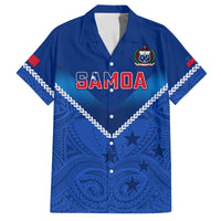 Samoa Rugby Family Matching Long Sleeve Bodycon Dress and Hawaiian Shirt 2023 Go Manu Samoa LT14 Dad's Shirt - Short Sleeve Blue - Polynesian Pride