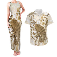 Brown And White Hawaii Chameleon Couples Matching Tank Maxi Dress and Hawaiian Shirt Plumeria Polynesian Tribal Art LT14 Brown - Polynesian Pride