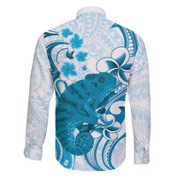 Cyan And White Hawaii Chameleon Family Matching Mermaid Dress and Hawaiian Shirt Plumeria Polynesian Tribal Art LT14 - Polynesian Pride