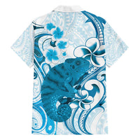 Cyan And White Hawaii Chameleon Family Matching Puletasi and Hawaiian Shirt Plumeria Polynesian Tribal Art LT14 - Polynesian Pride