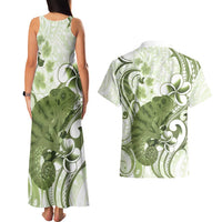 Green And White Hawaii Chameleon Couples Matching Tank Maxi Dress and Hawaiian Shirt Plumeria Polynesian Tribal Art LT14 - Polynesian Pride