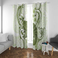 Green And White Hawaii Chameleon Window Curtain Plumeria Polynesian Tribal Art