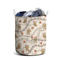 Beige Palaka Hawaii Mele Kalikimaka Laundry Basket Ohia Lehua Shell Leis Funny Gingerbread Santa - Polynesian Pride