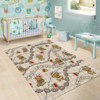 Beige Palaka Hawaii Mele Kalikimaka Area Rug Ohia Lehua Shell Leis Funny Gingerbread Santa - Polynesian Pride