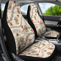 Beige Palaka Hawaii Mele Kalikimaka Car Seat Cover Ohia Lehua Shell Leis Funny Gingerbread Santa - Polynesian Pride