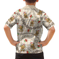 Beige Palaka Hawaii Mele Kalikimaka Family Matching Mermaid Dress and Hawaiian Shirt Ohia Lehua Shell Leis Funny Gingerbread Santa LT14 - Polynesian Pride