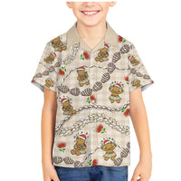 Beige Palaka Hawaii Mele Kalikimaka Family Matching Mermaid Dress and Hawaiian Shirt Ohia Lehua Shell Leis Funny Gingerbread Santa LT14 - Polynesian Pride