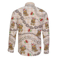 Beige Palaka Hawaii Mele Kalikimaka Family Matching Off Shoulder Short Dress and Hawaiian Shirt Ohia Lehua Shell Leis Funny Gingerbread Santa LT14 - Polynesian Pride