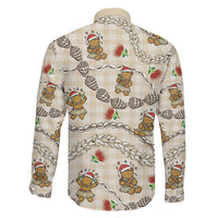 Beige Palaka Hawaii Mele Kalikimaka Family Matching Summer Maxi Dress and Hawaiian Shirt Ohia Lehua Shell Leis Funny Gingerbread Santa LT14 - Polynesian Pride