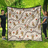 Beige Palaka Hawaii Mele Kalikimaka Quilt Ohia Lehua Shell Leis Funny Gingerbread Santa - Polynesian Pride