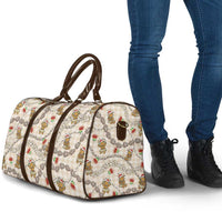 Beige Palaka Hawaii Mele Kalikimaka Travel Bag Ohia Lehua Shell Leis Funny Gingerbread Santa - Polynesian Pride