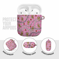 Pink Palaka Hawaii Mele Kalikimaka AirPods Case Ohia Lehua Shell Leis Funny Gingerbread Santa - Polynesian Pride