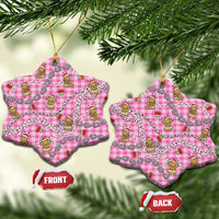 Pink Palaka Hawaii Mele Kalikimaka Ceramic Ornament Ohia Lehua Shell Leis Funny Gingerbread Santa - Polynesian Pride