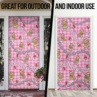 Pink Palaka Hawaii Mele Kalikimaka Door Cover Ohia Lehua Shell Leis Funny Gingerbread Santa - Polynesian Pride