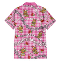 Pink Palaka Hawaii Mele Kalikimaka Family Matching Short Sleeve Bodycon Dress and Hawaiian Shirt Ohia Lehua Shell Leis Funny Gingerbread Santa LT14 - Polynesian Pride