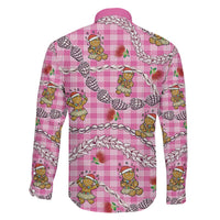 Pink Palaka Hawaii Mele Kalikimaka Family Matching Summer Maxi Dress and Hawaiian Shirt Ohia Lehua Shell Leis Funny Gingerbread Santa LT14 - Polynesian Pride